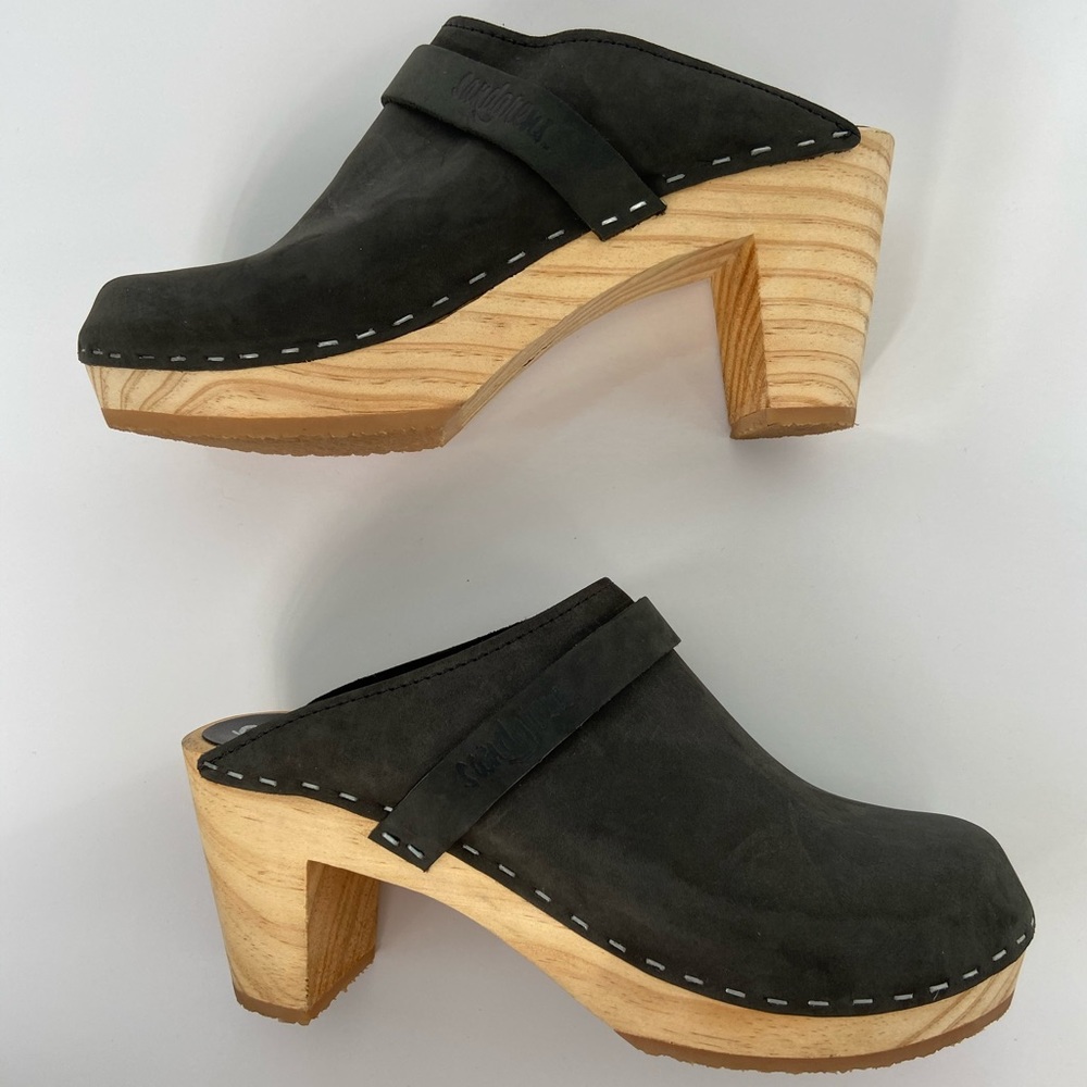 Sz. 39 Sandgrens Maya Nubuck Leather Swedish Clogs - Picture 5 of 14